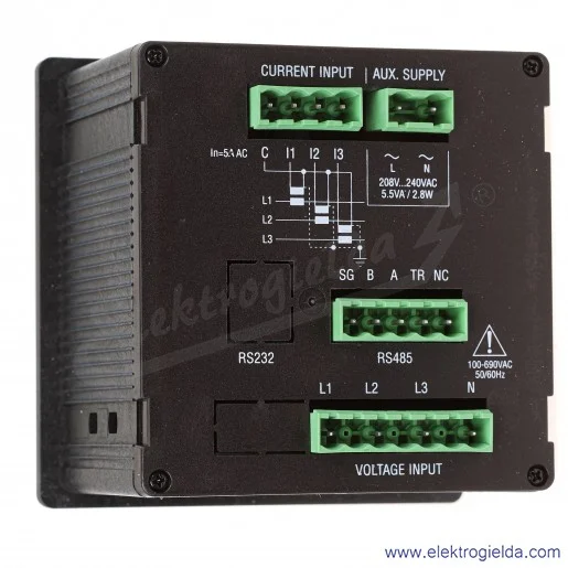 Miernik parametrów sieci DMK22 pomiar częstotliwości, mocy biernej, mocy czynnej, mocy pozornej, napięcia AC, prądu AC, współczy