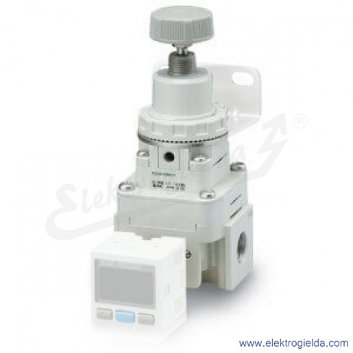 Stabilizator ciśnienia IR1000-F01B-A, zakres ciśnienia 0,05-2 bar, G1/8, czułość 0,2%, powtarzalność 0,5%, z uchwytem montażowym