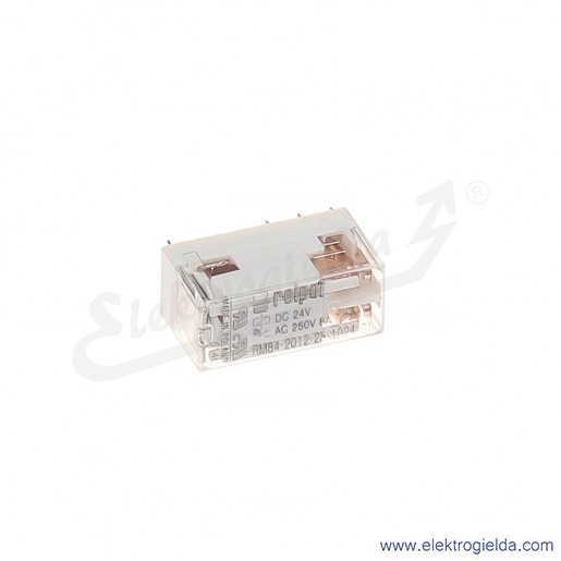 Przekaźnik miniaturowy RM84-2012-25-1024-01 2P 24VDC do gniazd i obwodów drukowanych obudowa transparentna