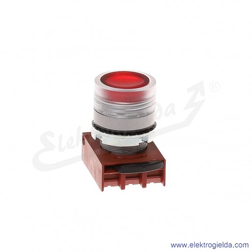 Napęd przycisku P9MPLRGD KLc płaski podświetlany czerwony z samo powrotem metalowy okrągły z ramką montażową