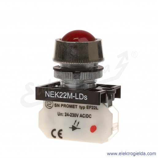 Lampka sygnalizacyjna NEK22M-LDSc 24-230V AC/DC czerwona klosz sferyczny
