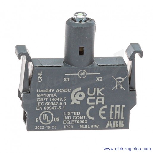 Blok oświetleniowy 1SFA611621R1015, MLBL-01W, biały, 24V, 8...15mA
