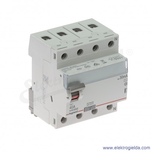 Wyłącznik różnicowoprądowy 411708, P304, 4P, 400V, 40A, 30mA, typ AC