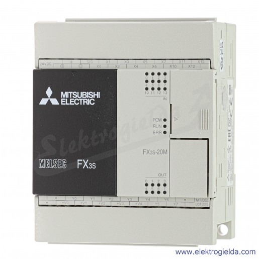 Sterownik PLC 271697 FX3S-20MT/DSS 24VDC, 12 wejść cyfrowych, 8 wyjśc tranzystorowych