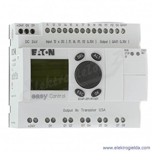 Sterownik PLC 106395, Easy Control EC4P-221-MTAD1, 24VDC, 12 wejść 8 wyjść, wyświetlacz LCD