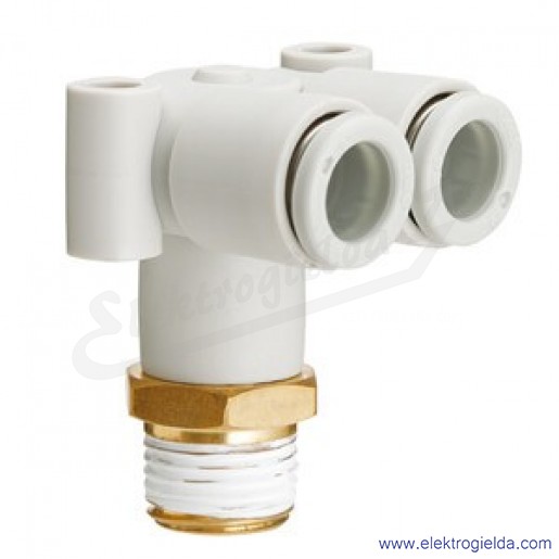 Trójnik kątowy 360° KQ2LU10-02A*, R1/4, Fi 10mm, z O-ringiem