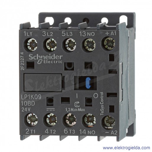 LP1K0910BD 1NO 4kW 20A Uc   24 VDC Stycznik miniaturowy, zaciski śrubowe