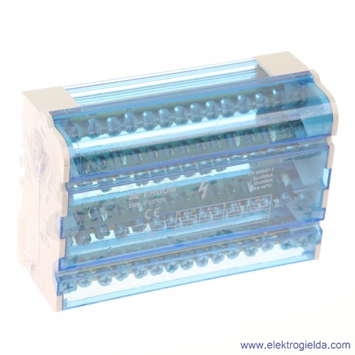 Blok rozdzielczy R33RA-02020200301, EBR 4-15/125, 4 tory, szerokość 136mm, montaż DIN