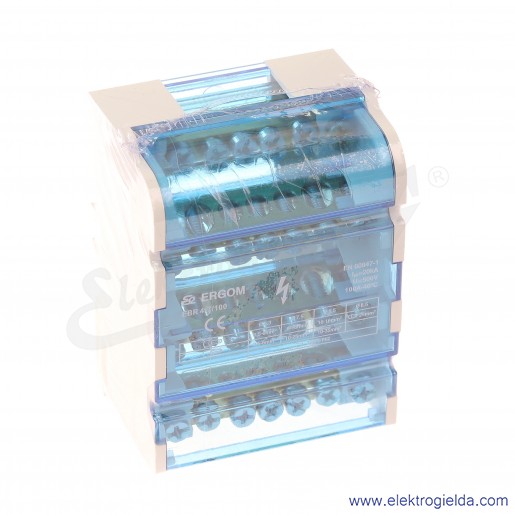 Blok rozdzielczy R33RA-02020200101, EBR 4-7/100, 4 tory, szerokość 66.5mm, montaż DIN