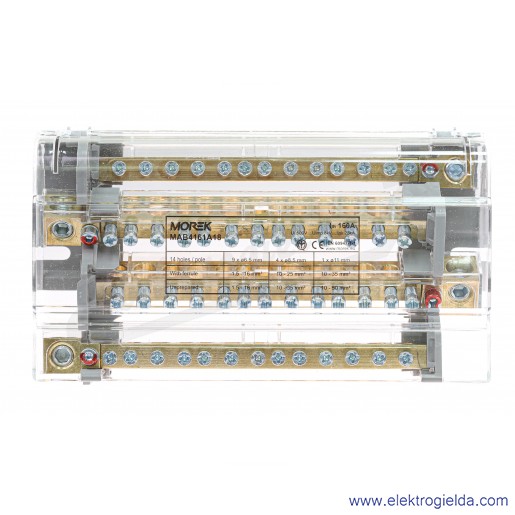 Blok rozdzielczy MAB4161A18 4P 160A-14 Moblock 1x50+4x35+9x16mm