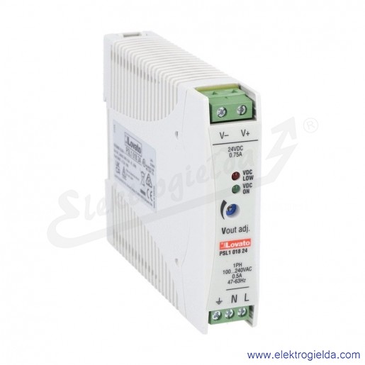 Zasilacz jednofazowy PSL101824, 18W, 0.75A, 24VDC