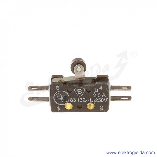 Łącznik krańcowy miniaturowy 83-132 54Er 7,5 z dźwignią 7,5mm i rolką 1Z+1R złocony