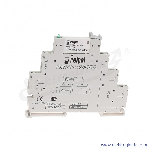 Przekaźnik interfejsowy PIR6W-1P-115VAC/DC z wyjściem stykowym 1P 