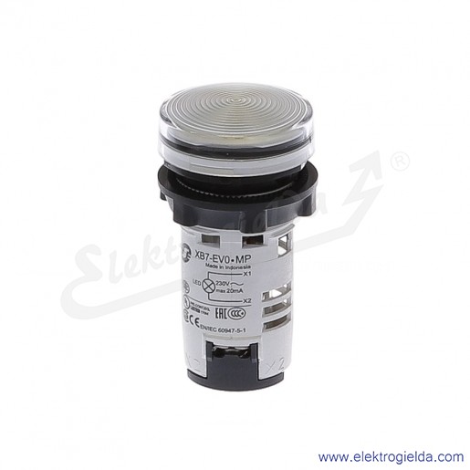 XB7EV07MP Lampka sygnalizacyjna bezbarwna 230V AC ze zintegrowanym źródłem światła LED