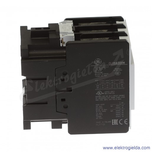 Stycznik CL09A300MU 400V AC 50/60 HZ, 45KW/400V AC-3, 140A AC-1, 3-polowy