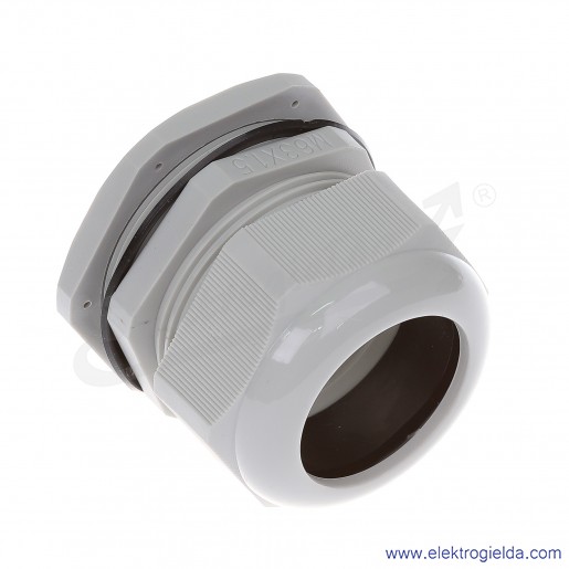 Dławnica kablowa DP-EN 63 HM szara z poliamidu, stopień ochrony IP68 w komplecie z nakrętką i płaską uszczelką