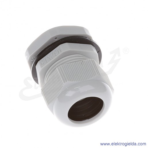 Dławnica kablowa DP-EN 32 HM szara z poliamidu, stopień ochrony IP68 w komplecie z nakrętką i płaską uszczelką