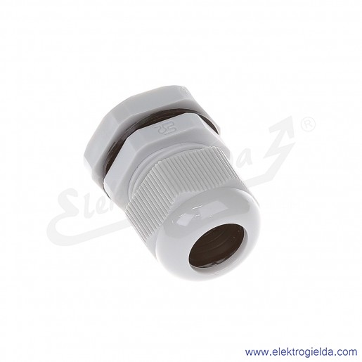 Dławnica kablowa DP 16/H szara z poliamidu, stopień ochrony IP68 w komplecie z nakrętką i płaską uszczelką