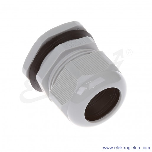 Dławnica kablowa DP 36/H szara z poliamidu, stopień ochrony IP68 w komplecie z nakrętką i płaską uszczelką