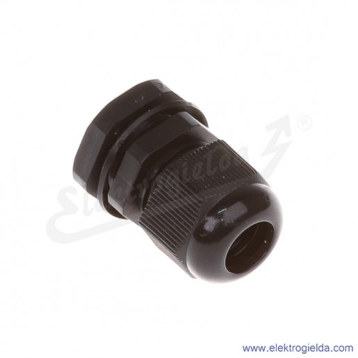 Dławnica kablowa DP 13/H BK czarna z poliamidu, stopień ochrony IP68 w komplecie z nakrętką i płaską uszczelką