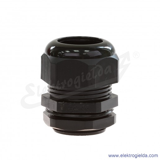 Dławnica kablowa DP-EN 40 HM BK czarna z poliamidu, stopień ochrony IP68 w komplecie z nakrętką i płaską uszczelką