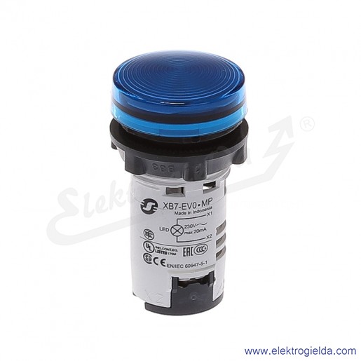 XB7EV06MP Lampka sygnalizacyjna niebieska 230V AC ze zintegrowanym źródłem światła LED