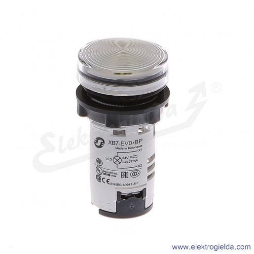 XB7EV07BP Lampka sygnalizacyjna bezbarwna 24V AC/DC ze zintegrowanym źródłem światła LED