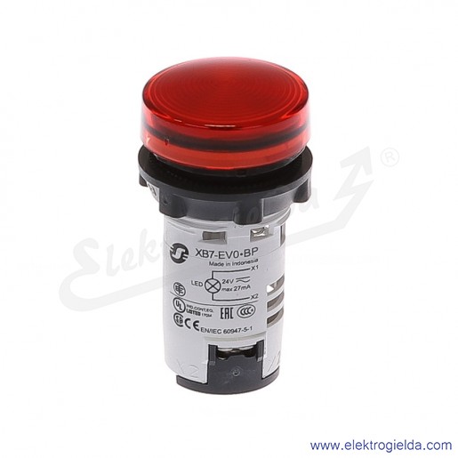 XB7EV04BP Lampka sygnalizacyjna czerwona 24V AC/DC ze zintegrowanym źródłem światła LED