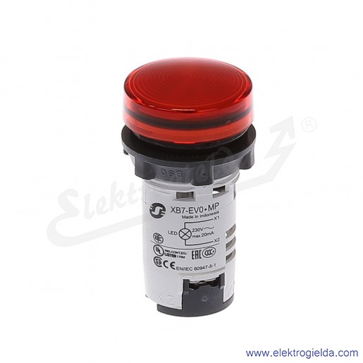XB7EV04MP Lampka sygnalizacyjna czerwona 230V AC ze zintegrowanym źródłem światła LED