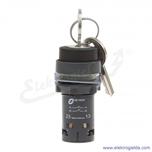 Łącznik pokrętny XB7NG33 1-0-2 CZARNY 2NO z kluczem, stacyjka