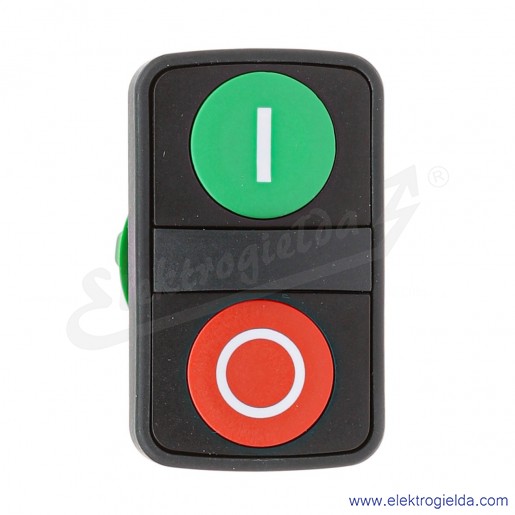ZB5AA7341 Napęd przycisku I-0 dwuklawiszowy ZIELONY(płaski) - CZERWONY(płaski) samopowrotny