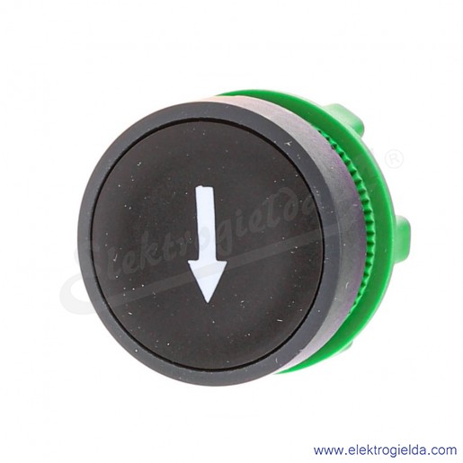 ZB5AA335 Napęd przycisku *STRZAŁKA* w d&oacute;ł, biała na czarnym tle płaski okrągły samoczynny powr&oacute;t