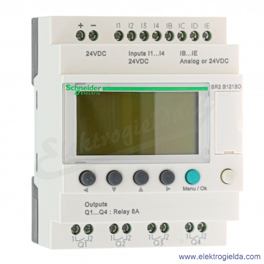 Przekaźnik programowalny SR2B121BD ZELIO LOGIC 8 wejść cyfrowych, 4 wyjścia przekaźnikowe 24VDC