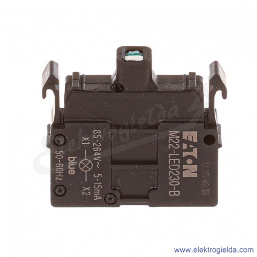 Moduł LED 218059, M22-LED230-B, niebieski, 230VAC, montaż czołowy, zaciski śrubowe