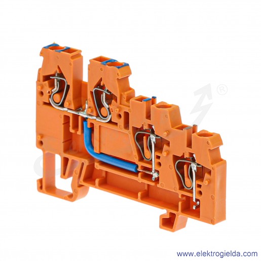 Złączka sygnałowa 270-564 zasilająca 3-piętrowa, wewnętrzny mostek, 2.5mm pomarańczowa