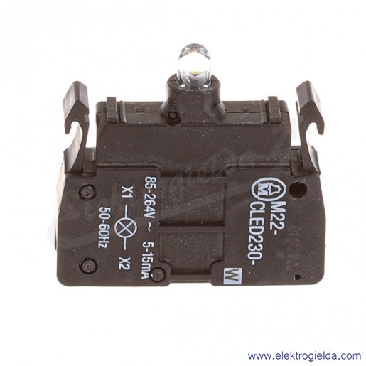 Blok podświetlający 216575, M22-CLED230-W, biały LED, 85..264VAC, montaż czołowy