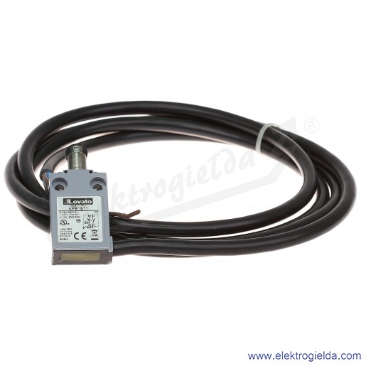 Wyłącznik krańcowy KPB1S11 trzpień wciskany z rolką plastikową wzdłuż, styki 1NO+1NC, obudowa metalowa z przewodem IP67