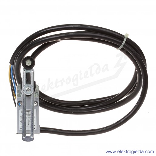 Wyłącznik krańcowy KPF1S11 dźwignia z regulowaną rolką plastikową 19mm, styki 1NO+1NC, obudowa metalowa z przewodem IP67