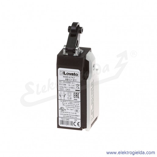 wyłącznik krańcowy KBC1S11 dźwignia z rolką najazdową plasikową, styki 1NO+1NC, obudowa plastikowa IP65