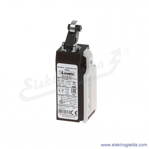 wyłącznik krańcowy KBC2S11 dźwignia z rolką najazdową metalową, styki 1NO+1NC, obudowa IP65