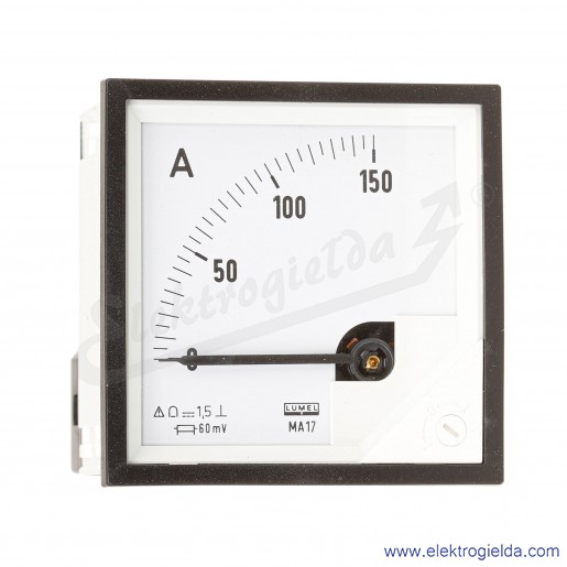 Amperomierz miernik magnetoelektryczny MA17 150A/60mV do bocznika B2, wymiar zewnętrzny 72x72mm