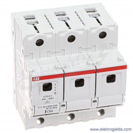 Rozłącznik bezpiecznikowy 2CDE103001R1901, ILTS-E3, 3P, 63A, 400VAC, 195VDC, neozed