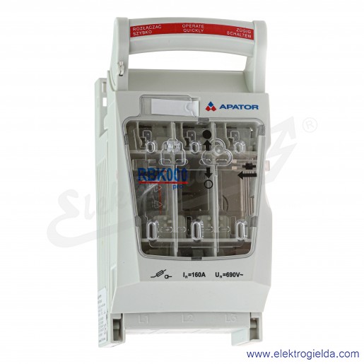 Rozłącznik izolacyjny bezpiecznikowy, RBK, 000-PRO-E, montaż TS35, 160A, zaciski mostkowe (S) 1,5-35 mm2