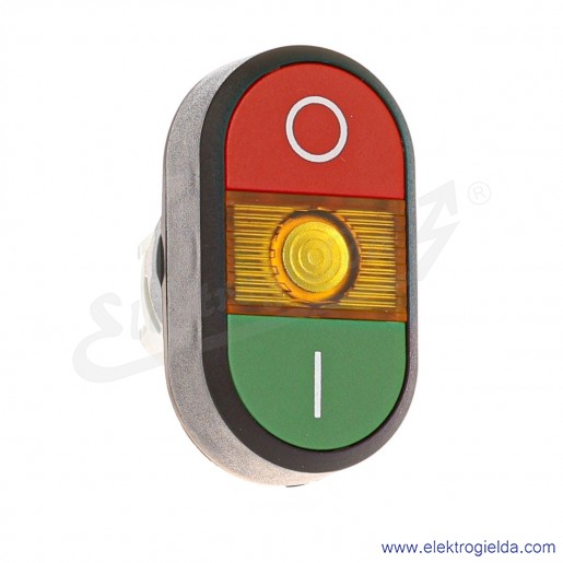 Napęd przycisku MPD211Y, podwójny, czerwony i zielony O/I, żółte podświetlenie, monostabilny, 22mm