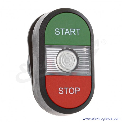 Napęd przycisku MPD4-11C, podwójny, zielony i czerwony, podświetlenie przezroczyste, START-STOP, 22mm