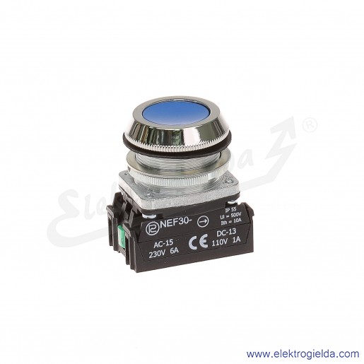 Przycisk sterowniczy NEF30 KnXY niebieski kryty 30mm 1NO+1NC
