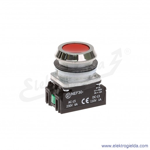 Przycisk sterowniczy NEF30 Kc2X czerwony kryty 30mm 2NO