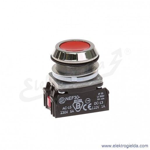 Przycisk sterowniczy NEF30 Kc2Y czerwony kryty 30mm 2NC