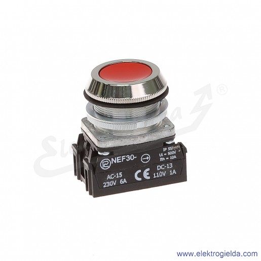 Przycisk sterowniczy NEF30 KcY czerwony kryty 30mm 1NC