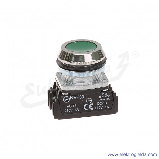 Przycisk sterowniczy NEF30 KzXY zielony kryty 30mm 1NO+1NC